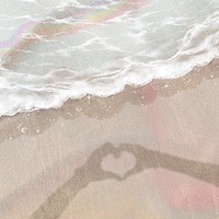 Heart shadow illustration, simple beach design psd