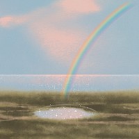Rainbow illustration background, simple glitter design  psd