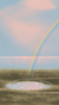 Rainbow iPhone wallpaper, glitter pastel design 4K background