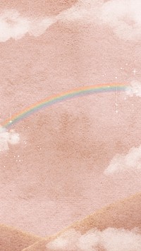 Cute rainbow iPhone wallpaper, simple pastel illustration high resolution background 