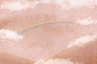 Pink sky background, rainbow, cloud illustration 