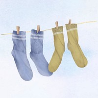 Hanging socks clipart, cute illustration design vector