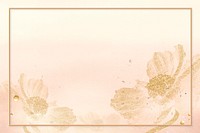 Gold flower frame, pastel watercolor design psd