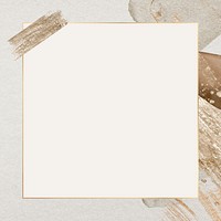 Memphis frame, abstract gold watercolor design psd