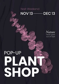 Retro botanical poster template, modern aesthetic halftone, pop up plant shop design psd