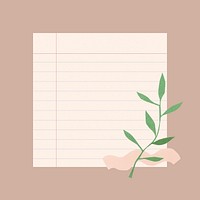 Memo pad sticker, abstract leaf collage element psd