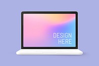 Laptop screen mockup, 3D rendering design psd