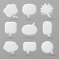 3D speech bubble badge stickers, white psd set