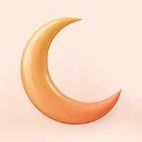 Orange half-moon clipart, 3D illustration
