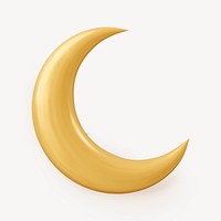 Aesthetic crescent moon clipart, 3D illustration