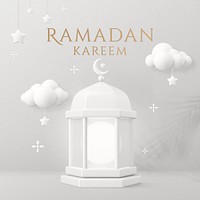 Ramadan Kareem greeting template, 3D lanterns, social media story psd