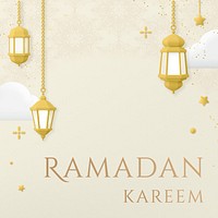 Ramadan Kareem greeting, 3D lanterns, social media post