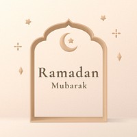 Ramadan Mubarak, Islamic greeting template, 3D star crescent symbol psd