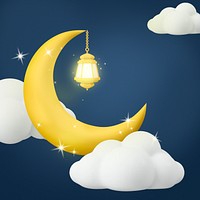 Aesthetic moon background, 3D hanging lantern design