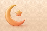 Star crescent background, 3D Islamic symbol design psd