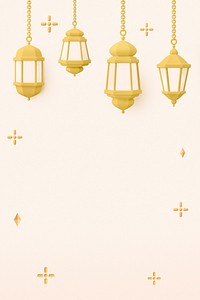 Beige 3D Ramadan background, lantern border design  psd