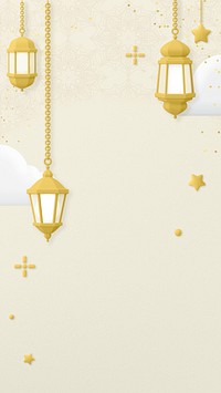 Hanging lanterns mobile wallpaper, 3D aesthetic beige background