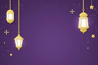 Hanging lanterns background, 3D aesthetic purple design