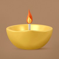 3D oil lamp sticker, Diwali celebration psd