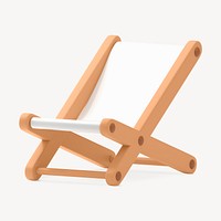 3D beach chair collage element, summer design psd