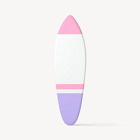 3D surfboard collage element, aesthetic design psd