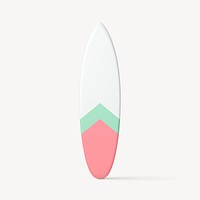 3D surfboard collage element, cute aesthetic design psd