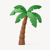 3D coconut tree collage element, tropical design psd