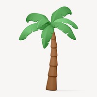 3D coconut tree collage element, tropical design psd