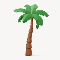 3D coconut tree collage element, tropical design psd