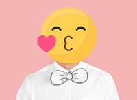 Blowing a kiss emoji portrait on a man