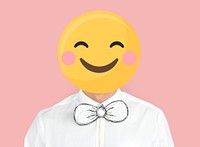 Smiley face emoji portrait on a man