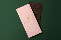 Chocolate bar mockup, food packaging in pink psd