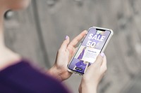 Smartphone screen mockup, International Women's Day sale concept psd