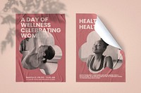 Crumpled paper poster mockup, International Women's Day celebration concept psd