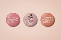 Pin mockup, International Women's Day design set psd