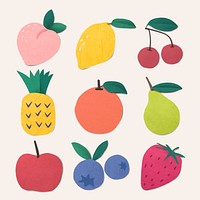 Fruit paper craft collage element collection vector