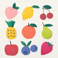 Fruit paper craft collage element collection psd