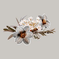 Feminine flower bouquet sticker, greige design