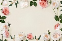 Cute roses flower aesthetic frame background, botanical