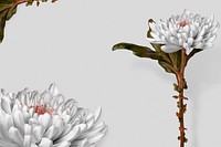 Greige flowers frame background, feminine psd design