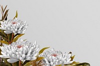Greige flowers border background, feminine psd design