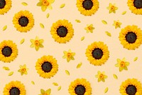 Sunflowers pattern background, botanical flower psd