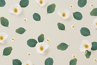 Floral pattern background, botanical flower psd