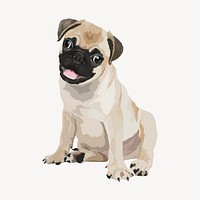 Pug puppy, illustration clipart
