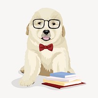 Golden retriever puppy, smart dog illustration