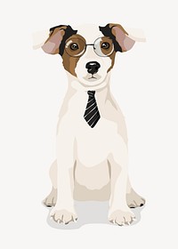 Smart puppy illustration, Jack Russell Terrier baby dog