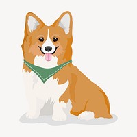 Pet corgi dog wearing neck scarf illustration 