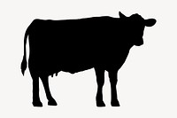 Dairy cow silhouette, cattle farm animal graphic design
