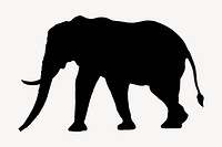 Elephant silhouette, safari animal illustration clipart 