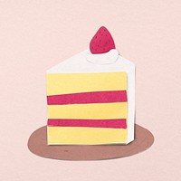 Strawberry cake sticker, paper craft design psd